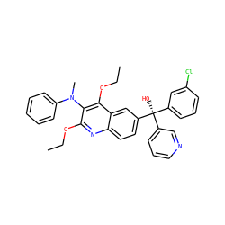 CCOc1nc2ccc([C@](O)(c3cccnc3)c3cccc(Cl)c3)cc2c(OCC)c1N(C)c1ccccc1 ZINC000219711588