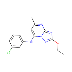 CCOc1nc2nc(C)cc(Nc3cccc(Cl)c3)n2n1 ZINC000073294299