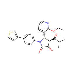 CCOc1ncccc1[C@@H]1[C@@H](C(=O)C(C)C)C(=O)C(=O)N1c1ccc(-c2ccsc2)cc1 ZINC000169696188