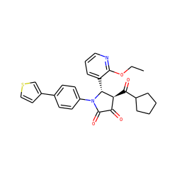 CCOc1ncccc1[C@@H]1[C@@H](C(=O)C2CCCC2)C(=O)C(=O)N1c1ccc(-c2ccsc2)cc1 ZINC000169696473