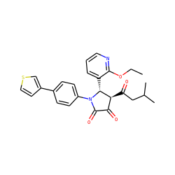 CCOc1ncccc1[C@@H]1[C@@H](C(=O)CC(C)C)C(=O)C(=O)N1c1ccc(-c2ccsc2)cc1 ZINC000169696184