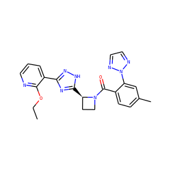 CCOc1ncccc1-c1n[nH]c([C@@H]2CCN2C(=O)c2ccc(C)cc2-n2nccn2)n1 ZINC001772629935