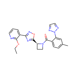 CCOc1ncccc1-c1noc([C@@H]2CCN2C(=O)c2ccc(C)cc2-n2nccn2)n1 ZINC000218079631