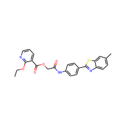 CCOc1ncccc1C(=O)OCC(=O)Nc1ccc(-c2nc3ccc(C)cc3s2)cc1 ZINC000003290399