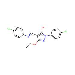 CCOc1nn(-c2ccc(Cl)cc2)c(O)c1/C=N/c1ccc(Cl)cc1 ZINC000101933396