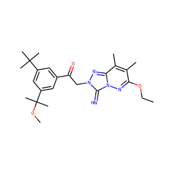CCOc1nn2c(=N)n(CC(=O)c3cc(C(C)(C)C)cc(C(C)(C)OC)c3)nc2c(C)c1C ZINC000115496974