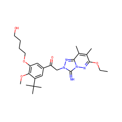 CCOc1nn2c(=N)n(CC(=O)c3cc(OCCCCO)c(OC)c(C(C)(C)C)c3)nc2c(C)c1C ZINC000115496156
