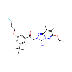 CCOc1nn2c(=N)n(CC(=O)c3cc(OCCCF)cc(C(C)(C)C)c3)nc2c(C)c1C ZINC000115494075