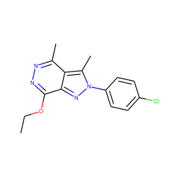 CCOc1nnc(C)c2c(C)n(-c3ccc(Cl)cc3)nc12 ZINC000001016780