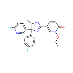 CCOn1cc(C2=N[C@@](c3ccc(F)cc3)(c3ccc(F)nc3)[C@H](C)N2)ccc1=O ZINC000071280984