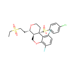 CCS(=O)(=O)CC[C@@H]1OCC[C@@]2(S(=O)(=O)c3ccc(Cl)cc3)c3c(F)ccc(F)c3OC[C@@H]12 ZINC000095578481