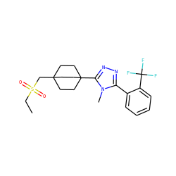 CCS(=O)(=O)CC12CCC(c3nnc(-c4ccccc4C(F)(F)F)n3C)(CC1)CC2 ZINC000071316756
