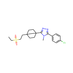 CCS(=O)(=O)CCC12CCC(c3nnc(-c4ccc(Cl)cc4)n3C)(CC1)CC2 ZINC000071316374
