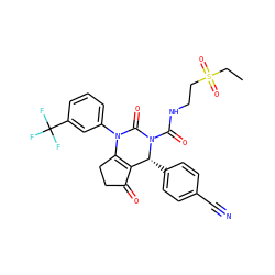 CCS(=O)(=O)CCNC(=O)N1C(=O)N(c2cccc(C(F)(F)F)c2)C2=C(C(=O)CC2)[C@H]1c1ccc(C#N)cc1 ZINC001772617805