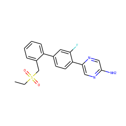 CCS(=O)(=O)Cc1ccccc1-c1ccc(-c2cnc(N)cn2)c(F)c1 ZINC000224742837