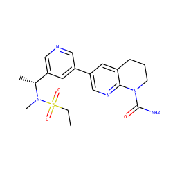 CCS(=O)(=O)N(C)[C@H](C)c1cncc(-c2cnc3c(c2)CCCN3C(N)=O)c1 ZINC001772625899