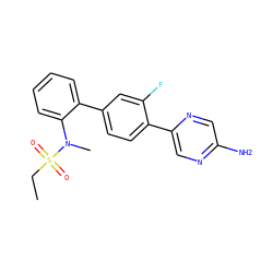 CCS(=O)(=O)N(C)c1ccccc1-c1ccc(-c2cnc(N)cn2)c(F)c1 ZINC000224785226
