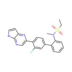 CCS(=O)(=O)N(C)c1ccccc1-c1ccc(-c2cnc3[nH]ccc3n2)c(F)c1 ZINC000224743076