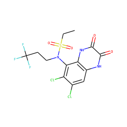 CCS(=O)(=O)N(CCC(F)(F)F)c1c(Cl)c(Cl)cc2[nH]c(=O)c(=O)[nH]c12 ZINC000028954151