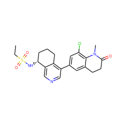 CCS(=O)(=O)N[C@@H]1CCCc2c(-c3cc(Cl)c4c(c3)CCC(=O)N4C)cncc21 ZINC000205022598