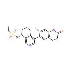 CCS(=O)(=O)N[C@@H]1CCCc2c(-c3cc4c(cc3Cl)N(C)C(=O)CC4)cncc21 ZINC000205022464