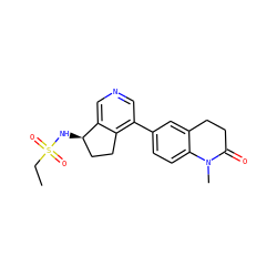 CCS(=O)(=O)N[C@@H]1CCc2c(-c3ccc4c(c3)CCC(=O)N4C)cncc21 ZINC000204987355