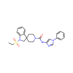 CCS(=O)(=O)N1CC2(CCN(C(=O)Nc3cn(-c4ccccc4)cn3)CC2)c2ccccc21 ZINC000045286326