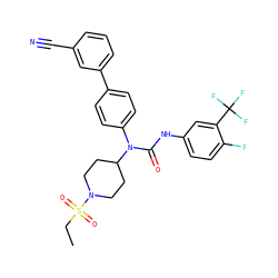 CCS(=O)(=O)N1CCC(N(C(=O)Nc2ccc(F)c(C(F)(F)F)c2)c2ccc(-c3cccc(C#N)c3)cc2)CC1 ZINC000028460922