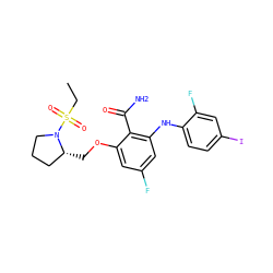 CCS(=O)(=O)N1CCC[C@H]1COc1cc(F)cc(Nc2ccc(I)cc2F)c1C(N)=O ZINC000096905645