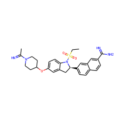 CCS(=O)(=O)N1c2ccc(OC3CCN(C(C)=N)CC3)cc2C[C@@H]1c1ccc2ccc(C(=N)N)cc2c1 ZINC000035975467