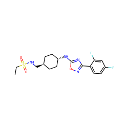 CCS(=O)(=O)NC[C@H]1CC[C@H](Nc2nc(-c3ccc(F)cc3F)no2)CC1 ZINC000261146728