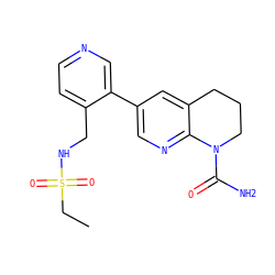 CCS(=O)(=O)NCc1ccncc1-c1cnc2c(c1)CCCN2C(N)=O ZINC001772613750