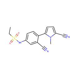 CCS(=O)(=O)Nc1ccc(-c2ccc(C#N)n2C)c(C#N)c1 ZINC000034949398