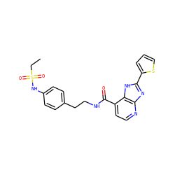 CCS(=O)(=O)Nc1ccc(CCNC(=O)c2ccnc3nc(-c4cccs4)[nH]c23)cc1 ZINC000084651897