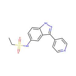 CCS(=O)(=O)Nc1ccc2[nH]nc(-c3ccncc3)c2c1 ZINC000474606212