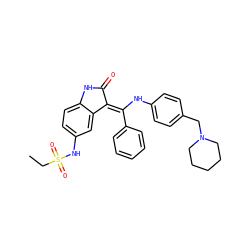 CCS(=O)(=O)Nc1ccc2c(c1)/C(=C(/Nc1ccc(CN3CCCCC3)cc1)c1ccccc1)C(=O)N2 ZINC000003944221