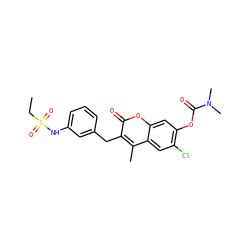 CCS(=O)(=O)Nc1cccc(Cc2c(C)c3cc(Cl)c(OC(=O)N(C)C)cc3oc2=O)c1 ZINC000103283480