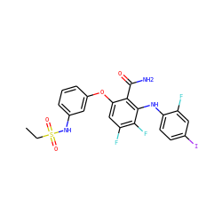CCS(=O)(=O)Nc1cccc(Oc2cc(F)c(F)c(Nc3ccc(I)cc3F)c2C(N)=O)c1 ZINC000653785925