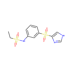 CCS(=O)(=O)Nc1cccc(S(=O)(=O)c2c[nH]cn2)c1 ZINC000013580288