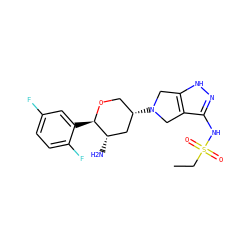 CCS(=O)(=O)Nc1n[nH]c2c1CN([C@H]1CO[C@H](c3cc(F)ccc3F)[C@@H](N)C1)C2 ZINC000653760629