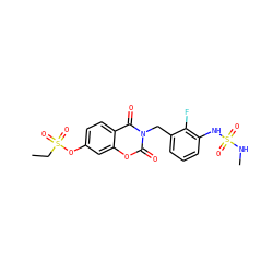 CCS(=O)(=O)Oc1ccc2c(=O)n(Cc3cccc(NS(=O)(=O)NC)c3F)c(=O)oc2c1 ZINC000653862707