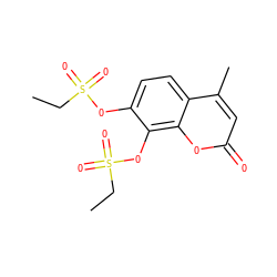 CCS(=O)(=O)Oc1ccc2c(C)cc(=O)oc2c1OS(=O)(=O)CC ZINC001772657172