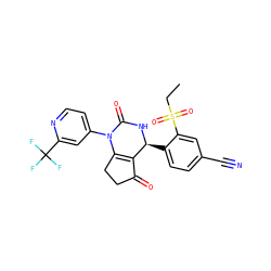 CCS(=O)(=O)c1cc(C#N)ccc1[C@@H]1NC(=O)N(c2ccnc(C(F)(F)F)c2)C2=C1C(=O)CC2 ZINC001772616508