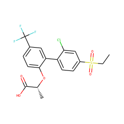 CCS(=O)(=O)c1ccc(-c2cc(C(F)(F)F)ccc2O[C@H](C)C(=O)O)c(Cl)c1 ZINC000071341305