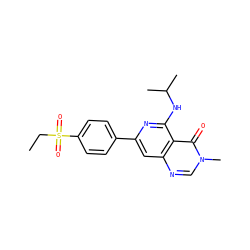 CCS(=O)(=O)c1ccc(-c2cc3ncn(C)c(=O)c3c(NC(C)C)n2)cc1 ZINC000115625060