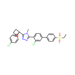 CCS(=O)(=O)c1ccc(-c2ccc(-c3nnc(C4(c5ccc(Cl)cc5)CCC4)n3C)c(Cl)c2)cc1 ZINC000049881784