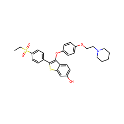 CCS(=O)(=O)c1ccc(-c2sc3cc(O)ccc3c2Oc2ccc(OCCN3CCCCC3)cc2)cc1 ZINC000028710085