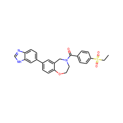 CCS(=O)(=O)c1ccc(C(=O)N2CCOc3ccc(-c4ccc5nc[nH]c5c4)cc3C2)cc1 ZINC000095586864