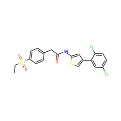 CCS(=O)(=O)c1ccc(CC(=O)Nc2cc(-c3cc(Cl)ccc3Cl)cs2)cc1 ZINC000473087670