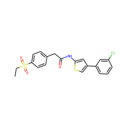 CCS(=O)(=O)c1ccc(CC(=O)Nc2cc(-c3cccc(Cl)c3)cs2)cc1 ZINC000144699680